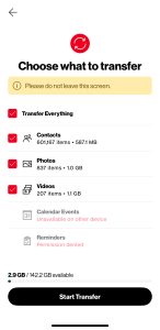اسکرین شات 3 برنامه Verizon Content Transfer