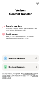 اسکرین شات 1 برنامه Verizon Content Transfer