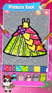 اسکرین شات 3 برنامه Dresses Coloring Book Glitter
