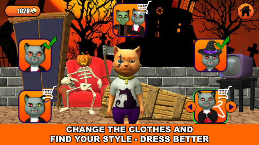 اسکرین شات 5 برنامه Talking Cat Leo Halloween Fun
