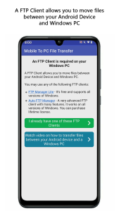 اسکرین شات 2 برنامه Mobile to PC File Transfer