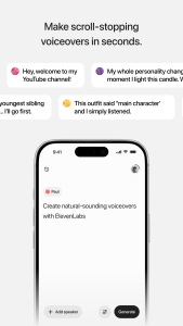 اسکرین شات 1 برنامه ElevenLabs: AI Voice Generator