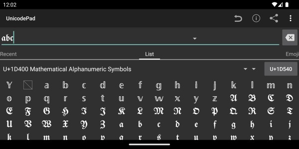 اسکرین شات 4 برنامه Unicode Pad