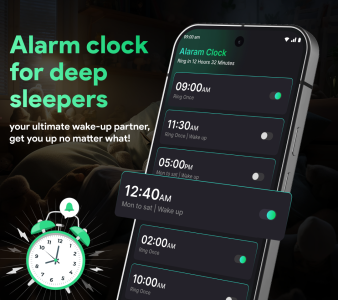 اسکرین شات 1 برنامه Alarm clock for deep sleepers