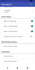 اسکرین شات 5 برنامه Flash Alerts 2: Call, SMS, LED
