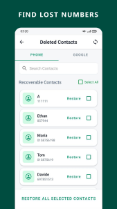 اسکرین شات 2 برنامه Restore Deleted Contacts
