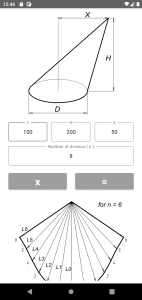اسکرین شات 2 برنامه Flat pattern cone calculator