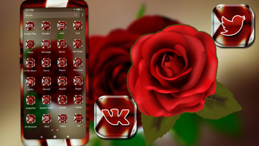 اسکرین شات 2 برنامه Red Rose Launcher Theme