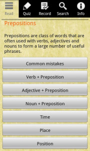 اسکرین شات 1 برنامه English Grammar - Preposition