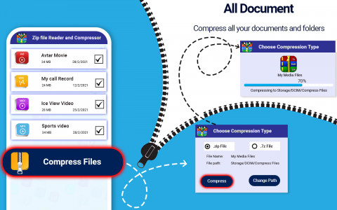 اسکرین شات 2 برنامه Zip File Reader-RAR Extractor