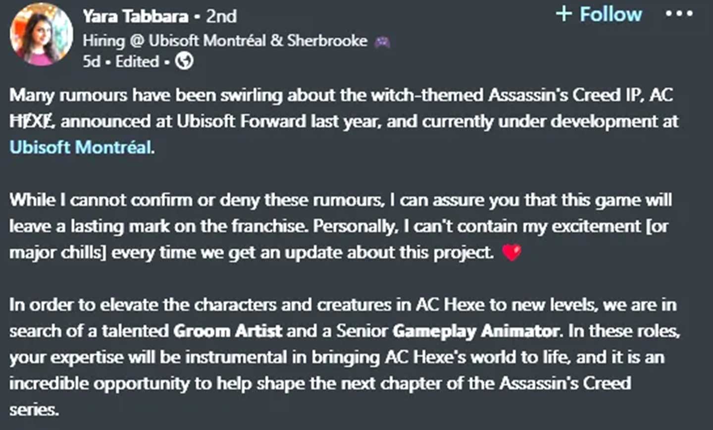 اطلاعات جدیدی از بازی Assassin's Creed Hexe منتشر شد