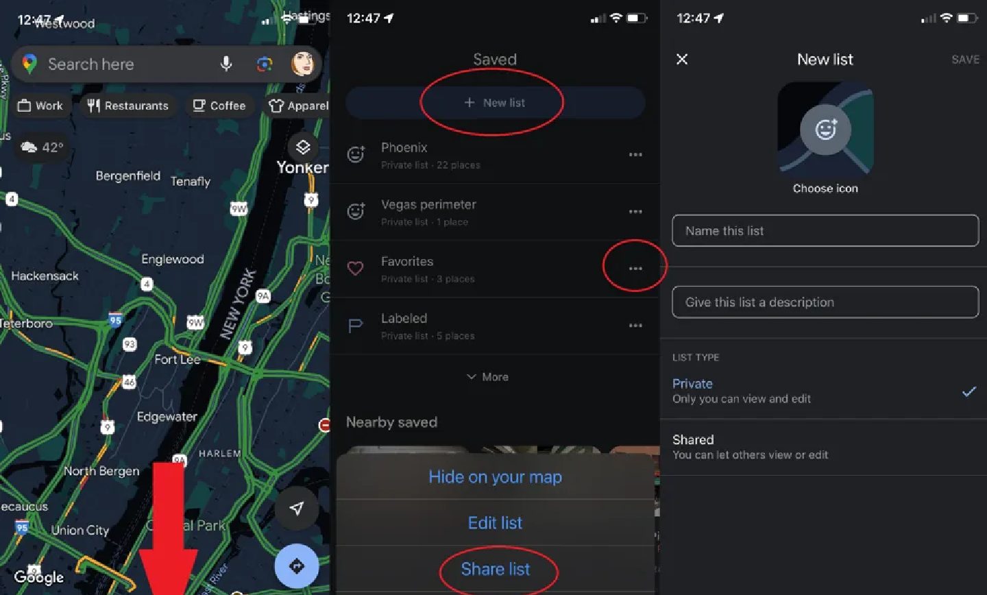 اشتراک‌گذاری مکان‌های مورد علاقه