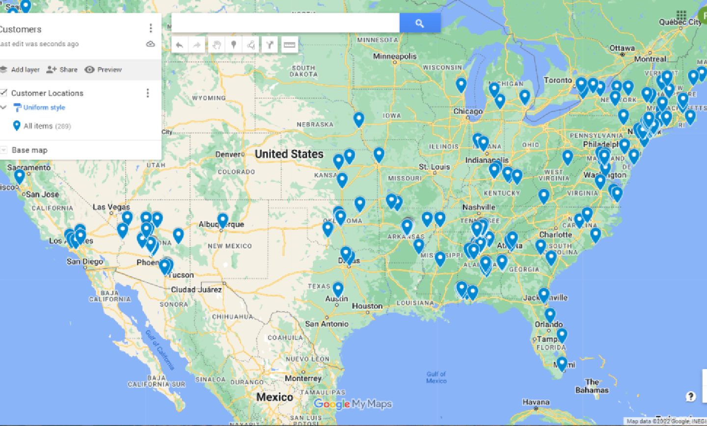 نشانه‌گذاری چندین مقصد روی نقشه